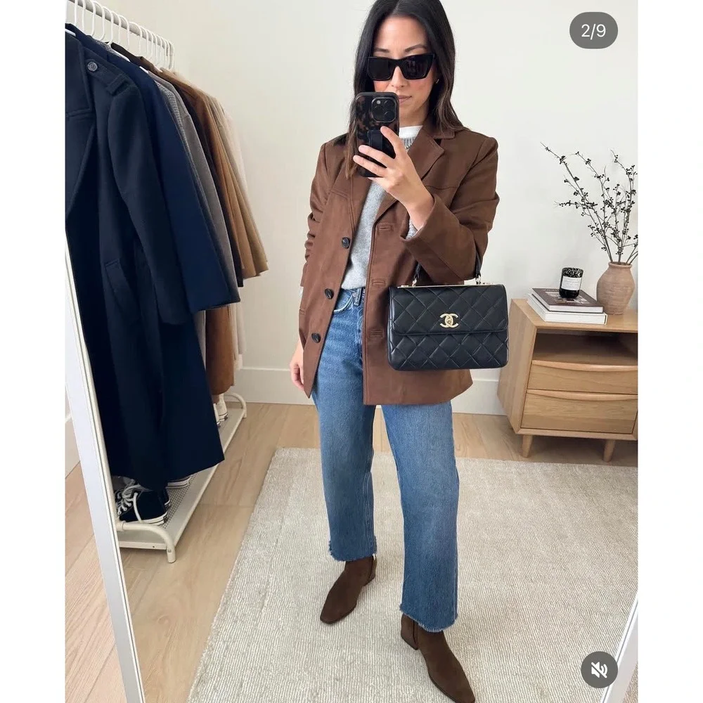 Aquatalia Boho Preppy Waterproof Brown Suede Boots Classic Pointy Square Toe 5